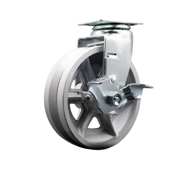 6'' V-Groove Semi Steel Swivel Caster with Bronze Bearing and Brake
